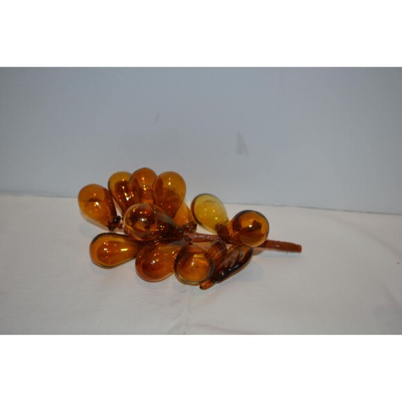 Glass Grapes 1970s Golden Amber Cluster - Picture 4 of 5